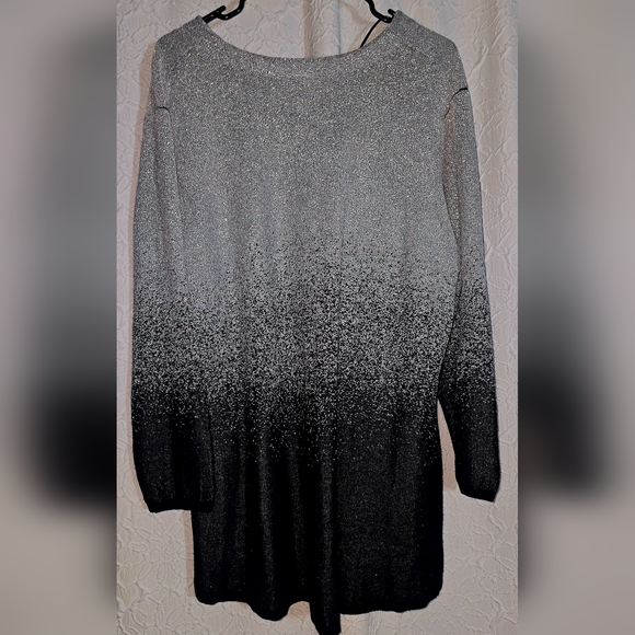NY Collection Sweater Womens Plus Black & Gray Metallic 3/4 Sleeve Pullover 3X - Picture 2 of 7
